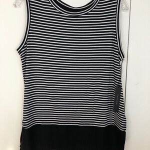 Tahari Black and White Striped top